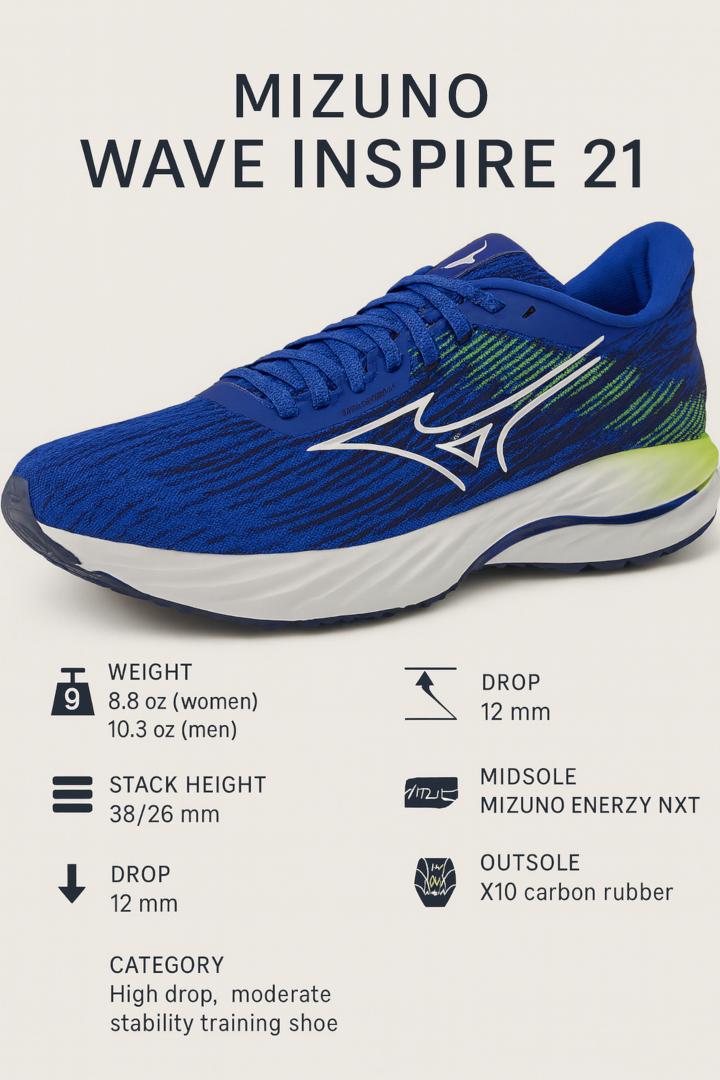 mizuno wave inspire 21 infographic