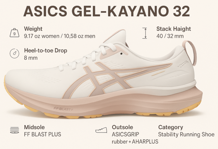 asics gel-kayano 32 infographic
