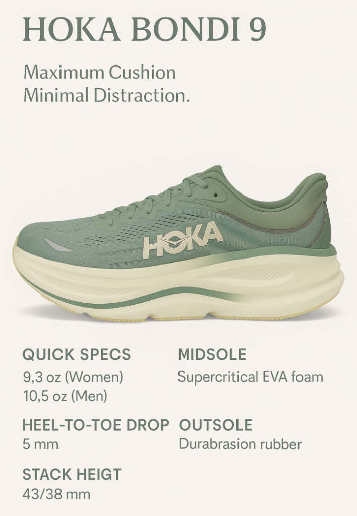 hoka bondi 9 infographic